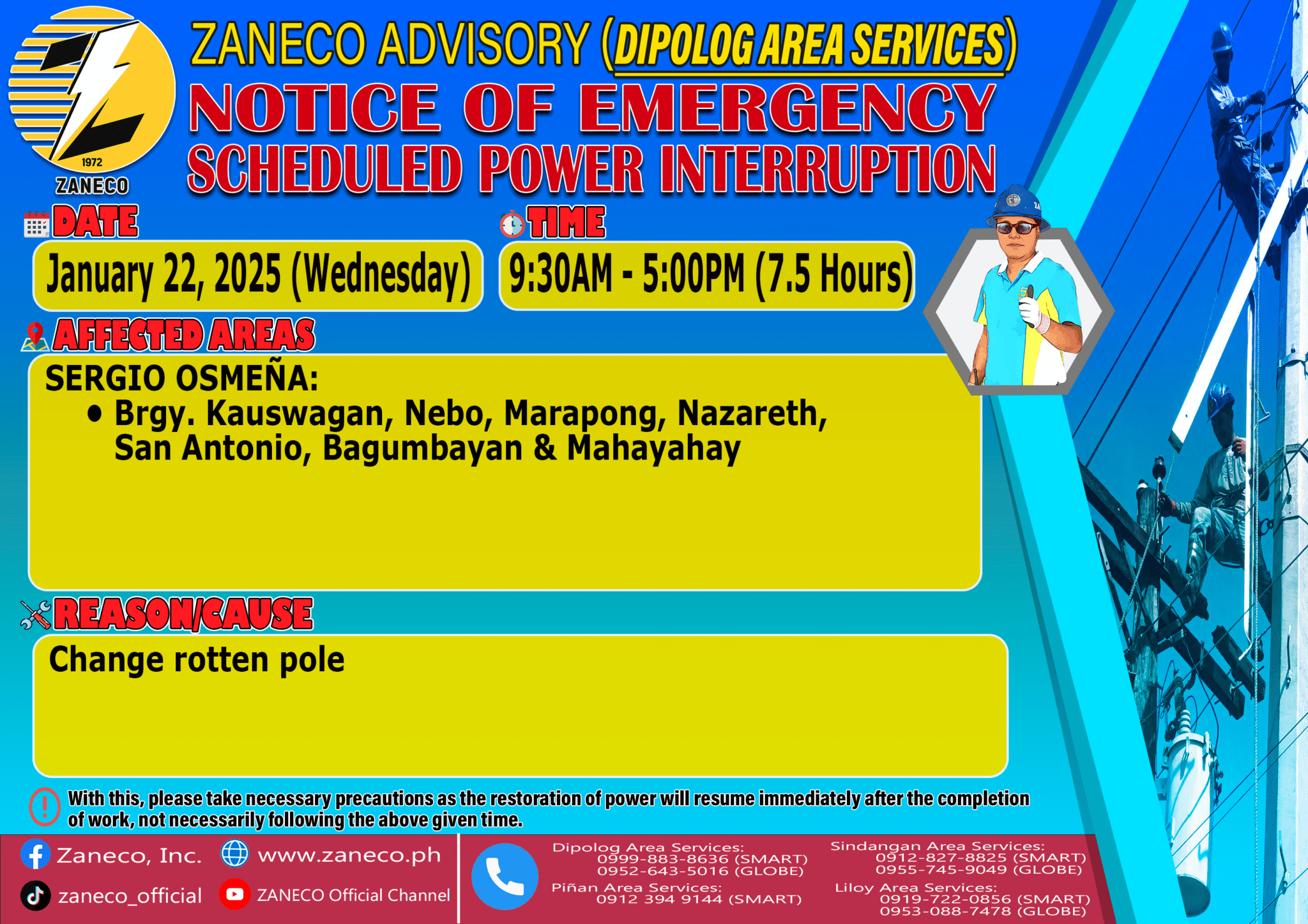 Notice of Emergency and Scheduled Power Interruption DAS January 22