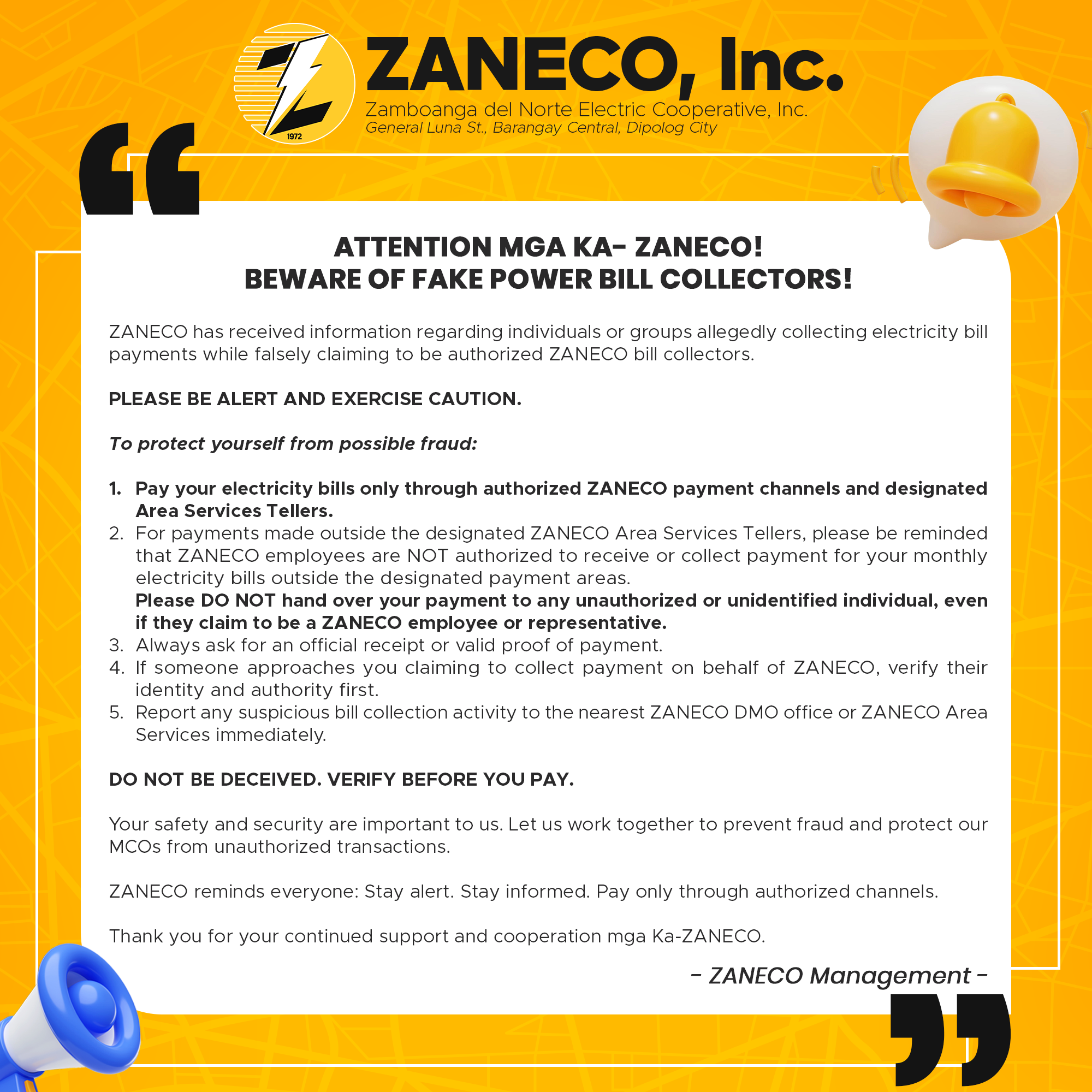 𝐀𝐓𝐓𝐄𝐍𝐓𝐈𝐎𝐍 𝐌𝐆𝐀 𝐊𝐀- 𝐙𝐀𝐍𝐄𝐂𝐎 𝐁𝐄𝐖𝐀𝐑𝐄 𝐎𝐅 𝐅𝐀𝐊𝐄 𝐏𝐎𝐖𝐄𝐑 𝐁𝐈𝐋𝐋 𝐂𝐎𝐋𝐋𝐄𝐂𝐓𝐎𝐑𝐒