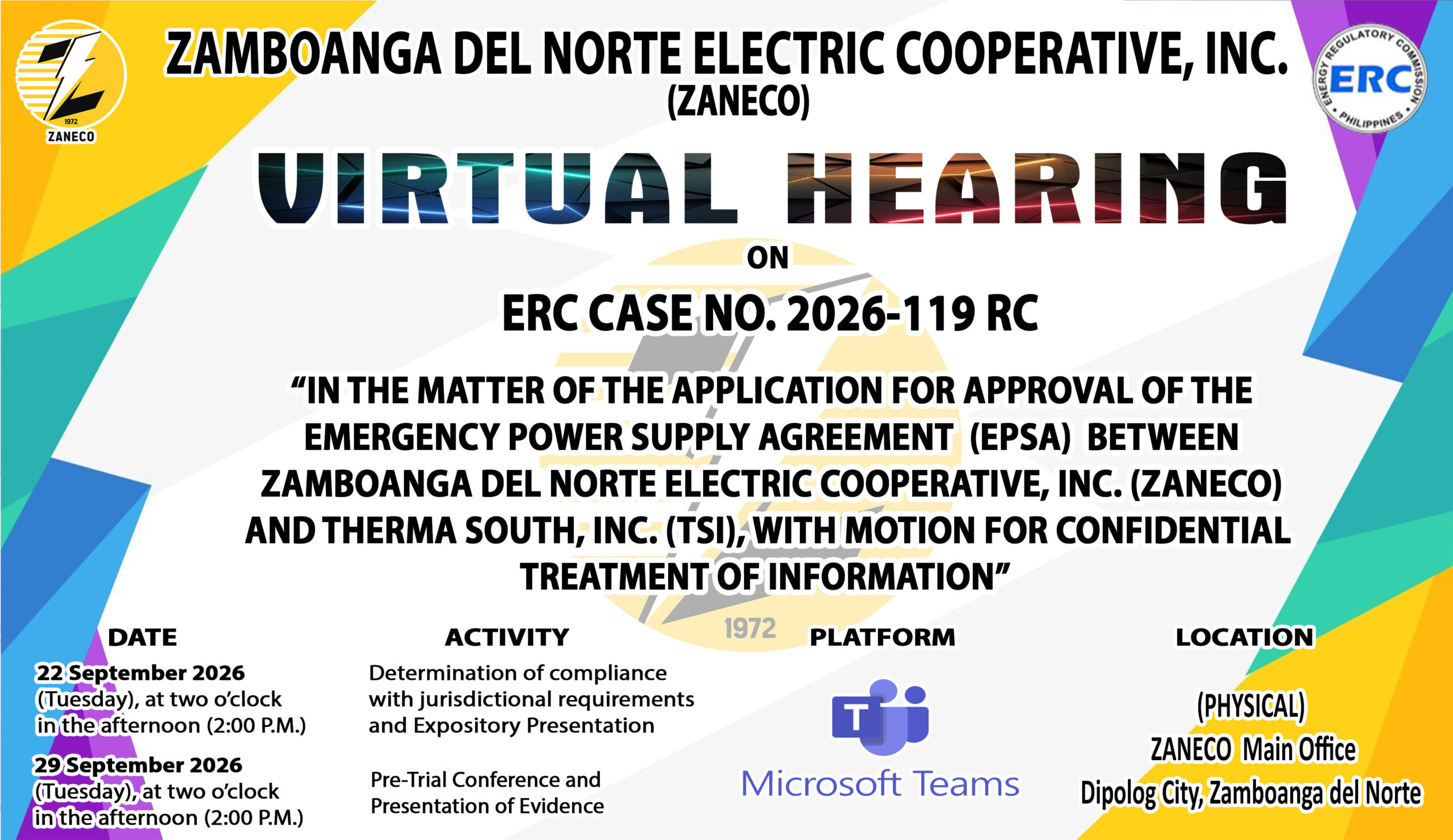𝗩𝗜𝗥𝗧𝗨𝗔𝗟 𝗛𝗘𝗔𝗥𝗜𝗡𝗚 𝗢𝗡 𝗘𝗥𝗖 𝗖𝗔𝗦𝗘 𝗡𝗢. 𝟮𝟬𝟮𝟲-𝟭𝟭𝟵 𝗥𝗖